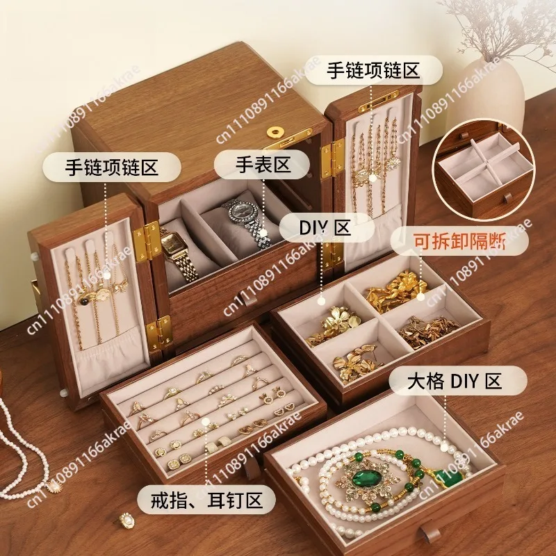 New Chinese jewelry box, high-end light luxury, high-end sense, niche storage box, practical for married girls