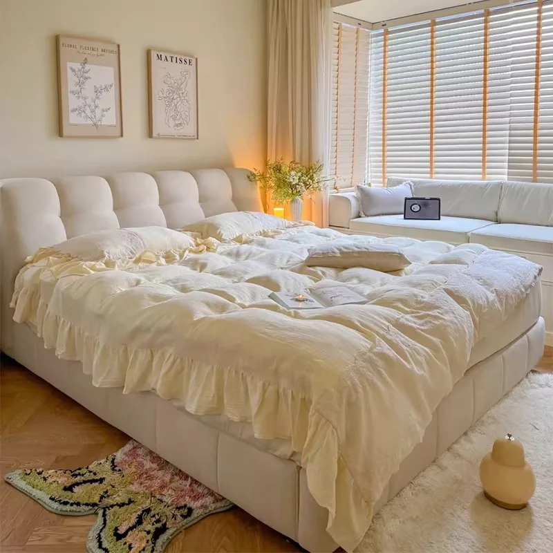 Niedliches, modernes Doppelbett für junge Mädchen mit Kopfteil – Schlafzimmermöbel für Kinderzimmer