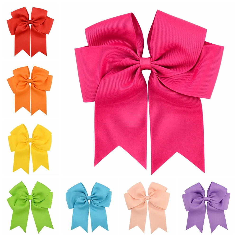 Cute 6 Inch Colorful Bow Elegant Hair Clip Child Grosgrain Ribbon Hairgrips Hairpin Headwear Girl Hair Accessories Wholesale