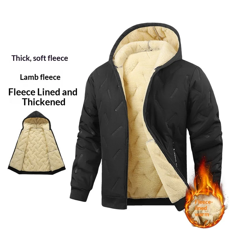 

Ультразвуковая одежда из овечьей шерсти с капюшоном, мужская одежда на хлопковой подкладке, осенне-зимняя бархатная куртка, термокуртка