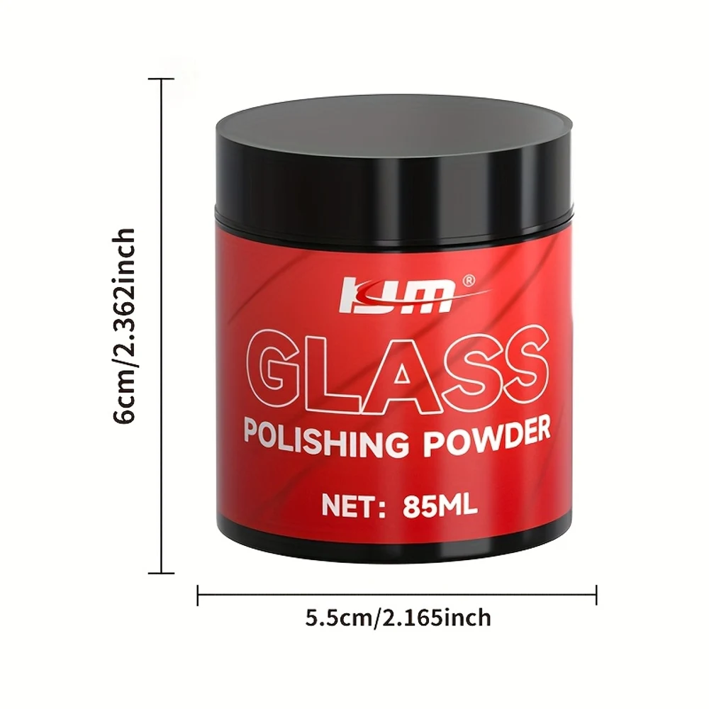 85ml KJM Professional Glass Polishing Powder - Fast-Acting Scratch Remover & Restorer for Car, Bathroom, RV, Mirror Surfaces - C