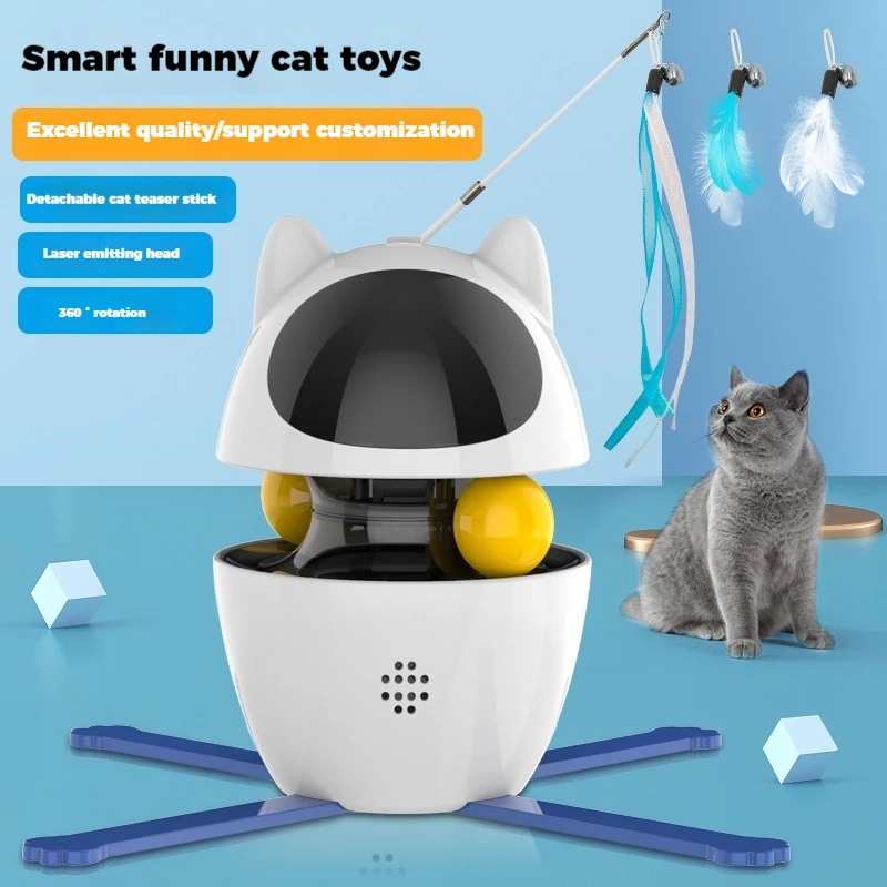 

Intelligent 360 Degree Cat Teasing Toy Detachable Feather Stick Laser Ray Ball Set Self Hi Pet Product Cat Toys Interactive