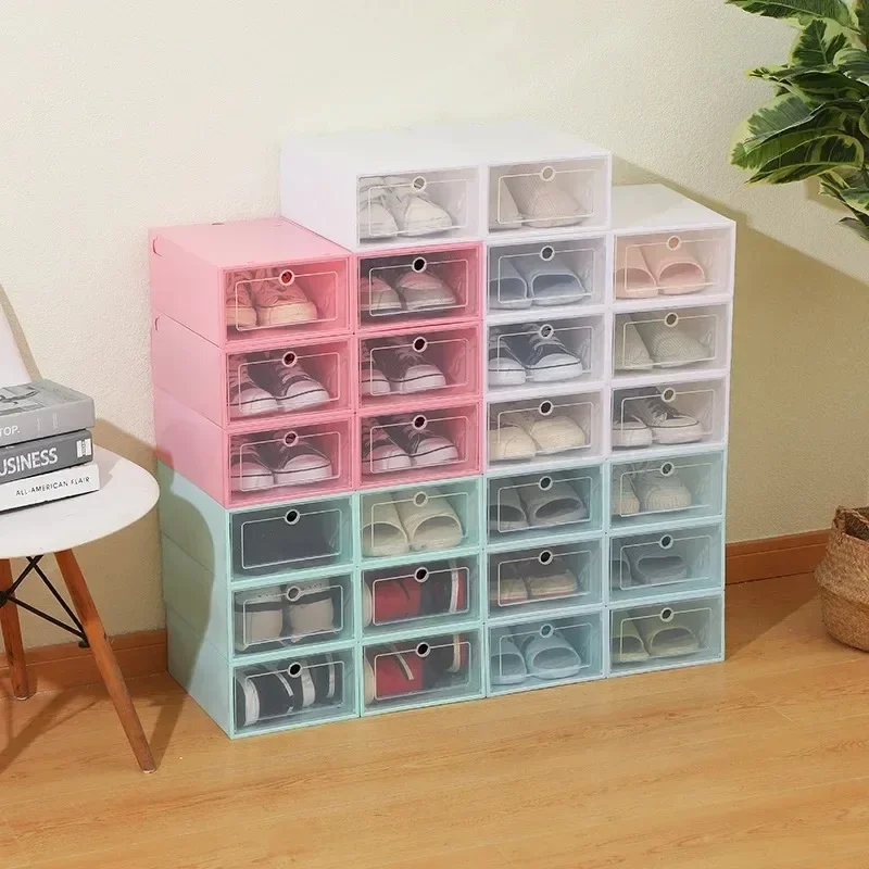 

Closeout‌！1pcs/Set Fold Plastic Shoes Case Thickened Transparent Drawer Case Plastic Shoe Boxes Stackable Box Shoe