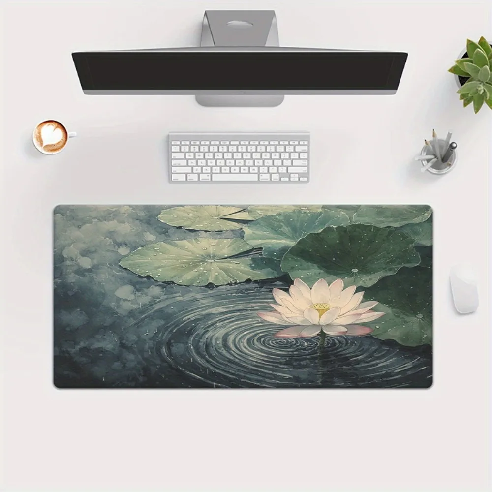 With a serene water lily landscape design and a non-slip bottom surface, it is suitable home office and can be used laptop pad