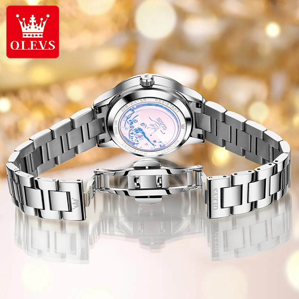 OLEVS Brand Watch Steel Strip Double Calendar Fully Automatic Mechanical Watch Night Light Waterproof Women's Watch 7030
