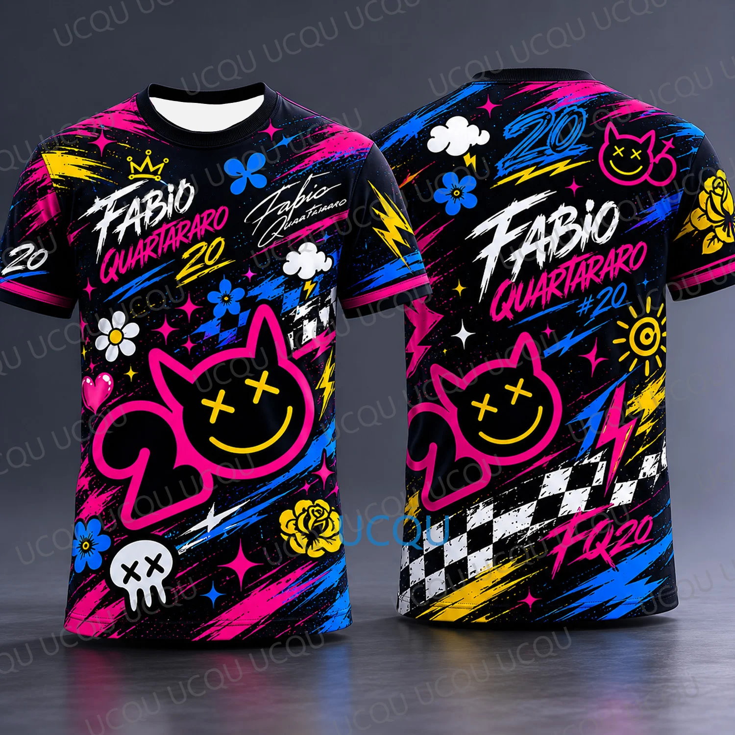 Fabio Quartararo # 20 Signature Edition T-Shirt 2026 El Diablo Racing Fan Grafik-T-Shirt für Herren und Damen, Sommer, lässige Streetwear, Kinder-Top – Detail 4