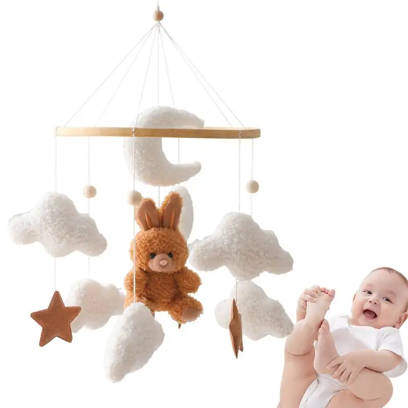 Baby Crib Mobile Bunny Nursery Mobile Baby Crib Decor Cartoon Toddler Bassinet Bunny Pendant Toys For Home Kids Room Bedroom