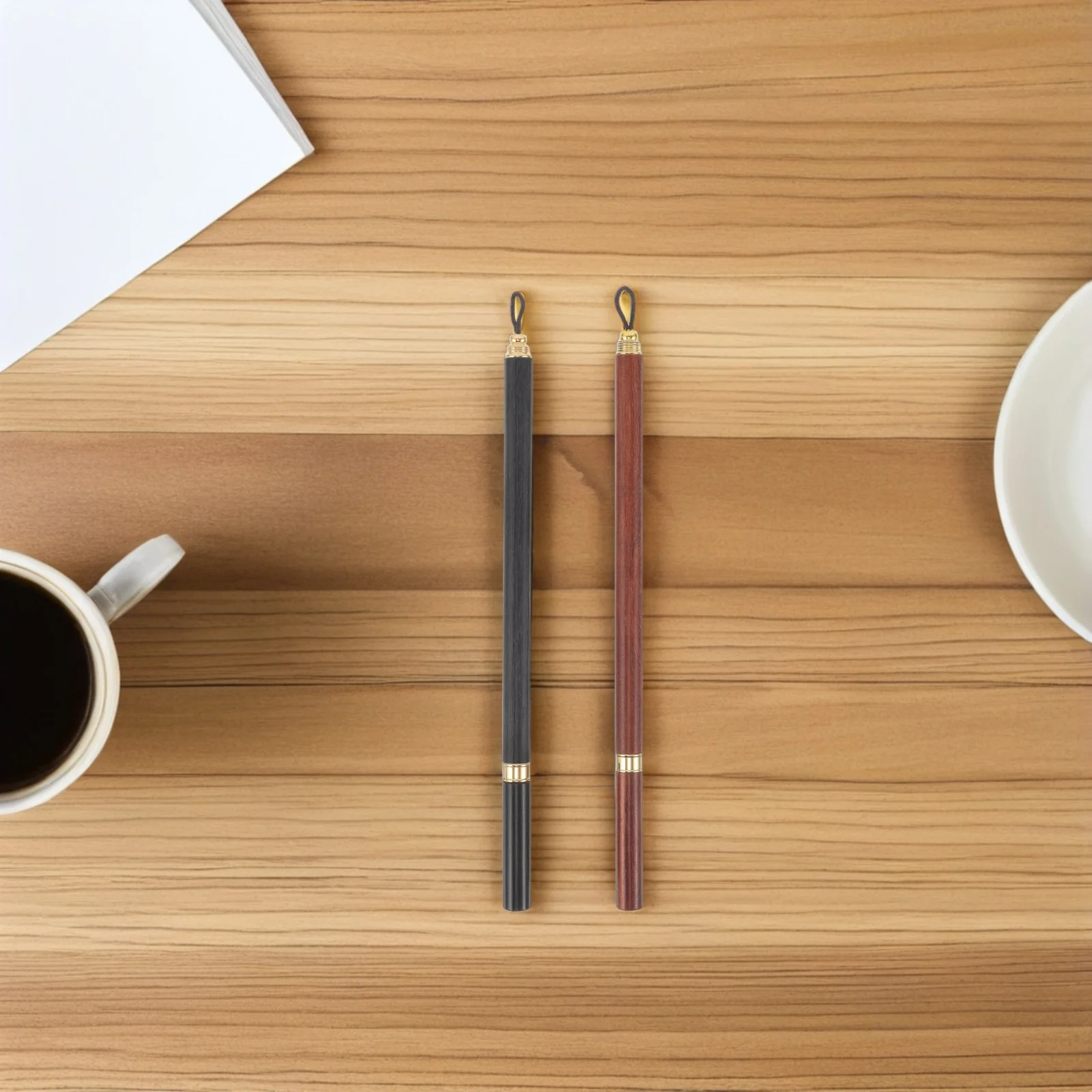 

2pcs Small Script Calligraphy Fine Tip Portable Wood Grip With Protector Sumi Brush For Watercolor Painting Drawing Practice