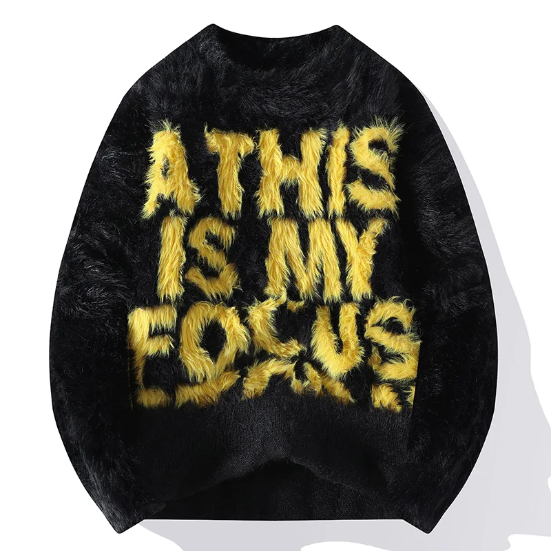 가을 겨울 니트웨어 스웨터 남성 캐주얼 아메리칸 하이 스트리트 트렌드 남성 니트 스웨터 두꺼운 풀오버