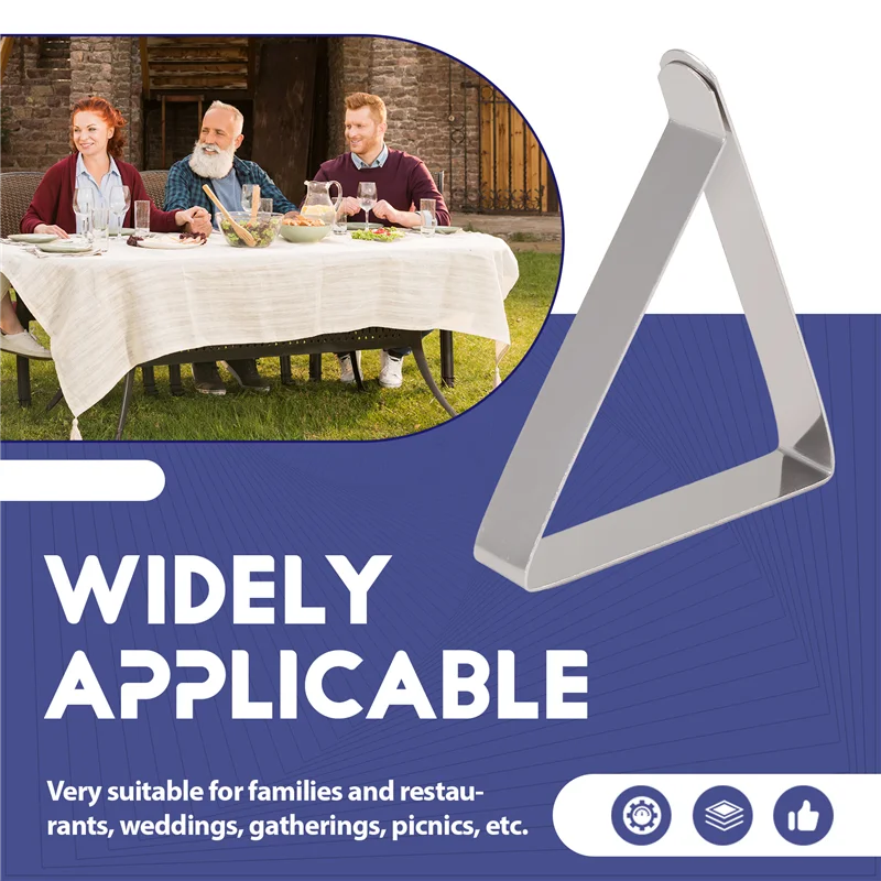 ABGR-12 Uds Clip para mantel de acero inoxidable, abrazaderas ajustables antideslizantes para cubierta de mesa, soportes para mantel para fiesta y Picnic