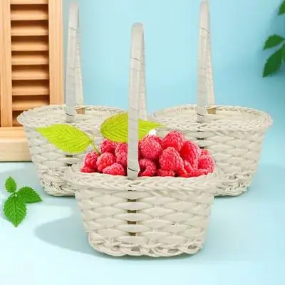 

10Pcs Plastic Rattan Basket Design Multipurpose Flower Basket for Decor Picnic and Kitchen Storage
