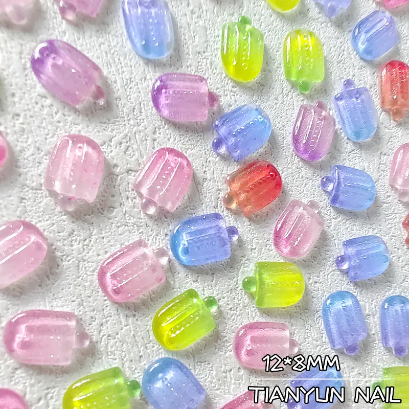 30pcs/lot Net red new manicure ice cream gradient small ice cream three-dimensional popsicle small ice transparent nail jewelry