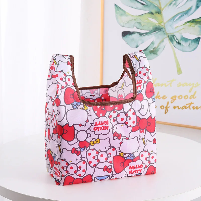 New Sanrio Hello Kitty Shopping Bag Anime Kuromi Cinnamoroll Handbags Foldable Large Capacity Shopping Bag Girls Bags