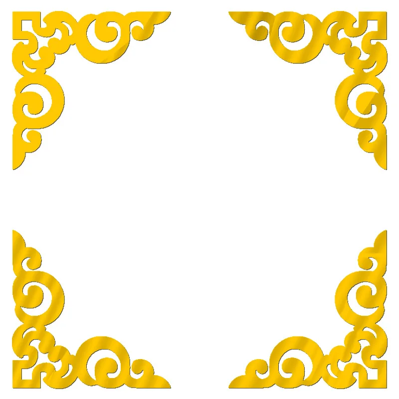 4pcs Acrylic 3D Mirror Sticker Wallsticker Self-adhesive Mirror Gold  Sticker Cabinet Corner Decor Sticker Furniture Decoration