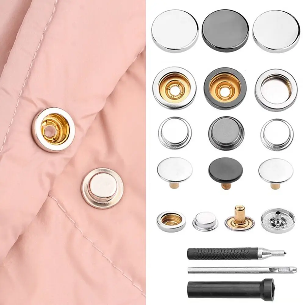 

6Pcs/Set Solid Metal Buttons Fasteners Button Round Shape Leather Snap Fasteners Easy To Use Pressure Buttons