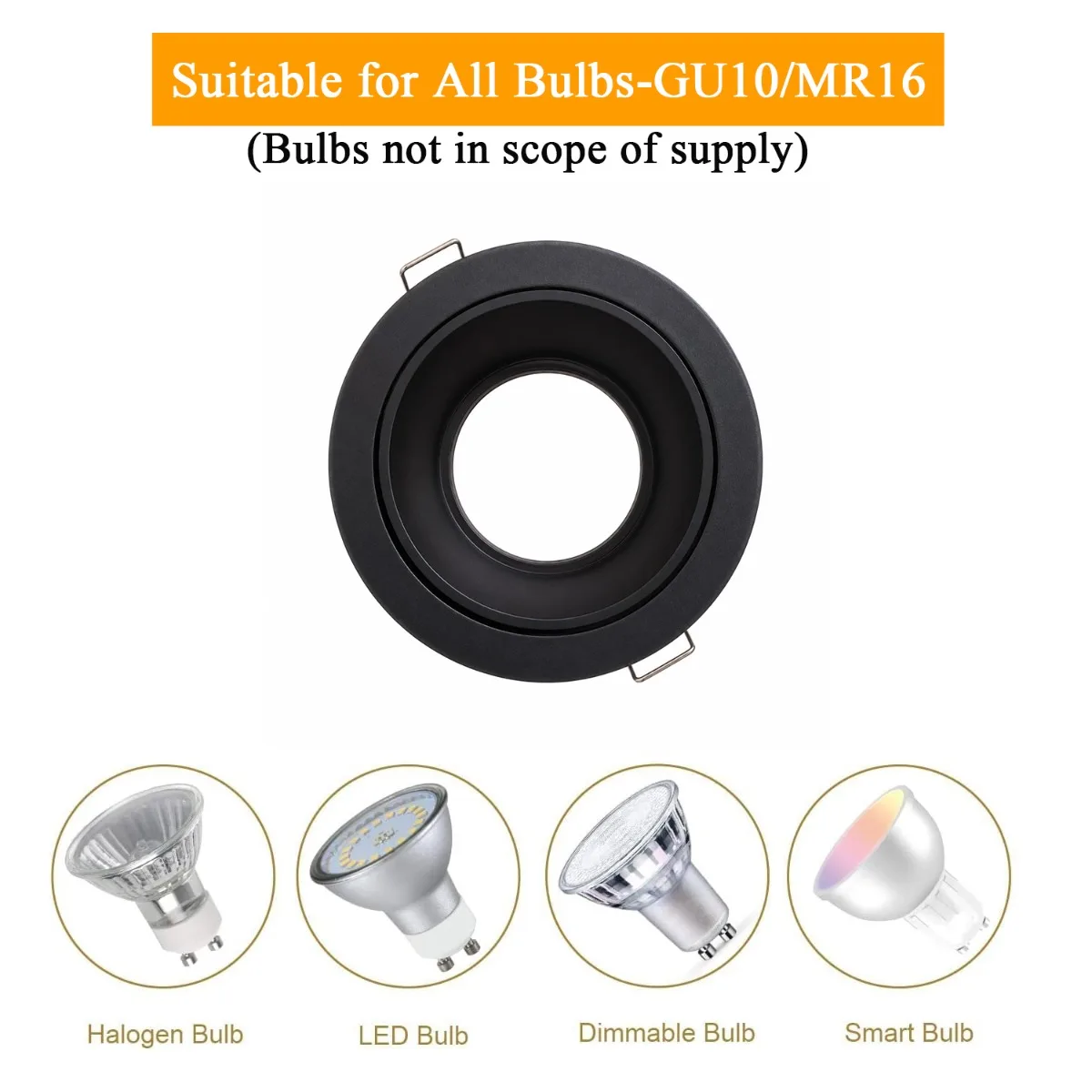 JOYINLED 1/4PCS Aluminum Round Downlight Frame GU10 MR16 Recessed Spotlight Ceiling Light Trim Black Gold Silver Lamp Housing