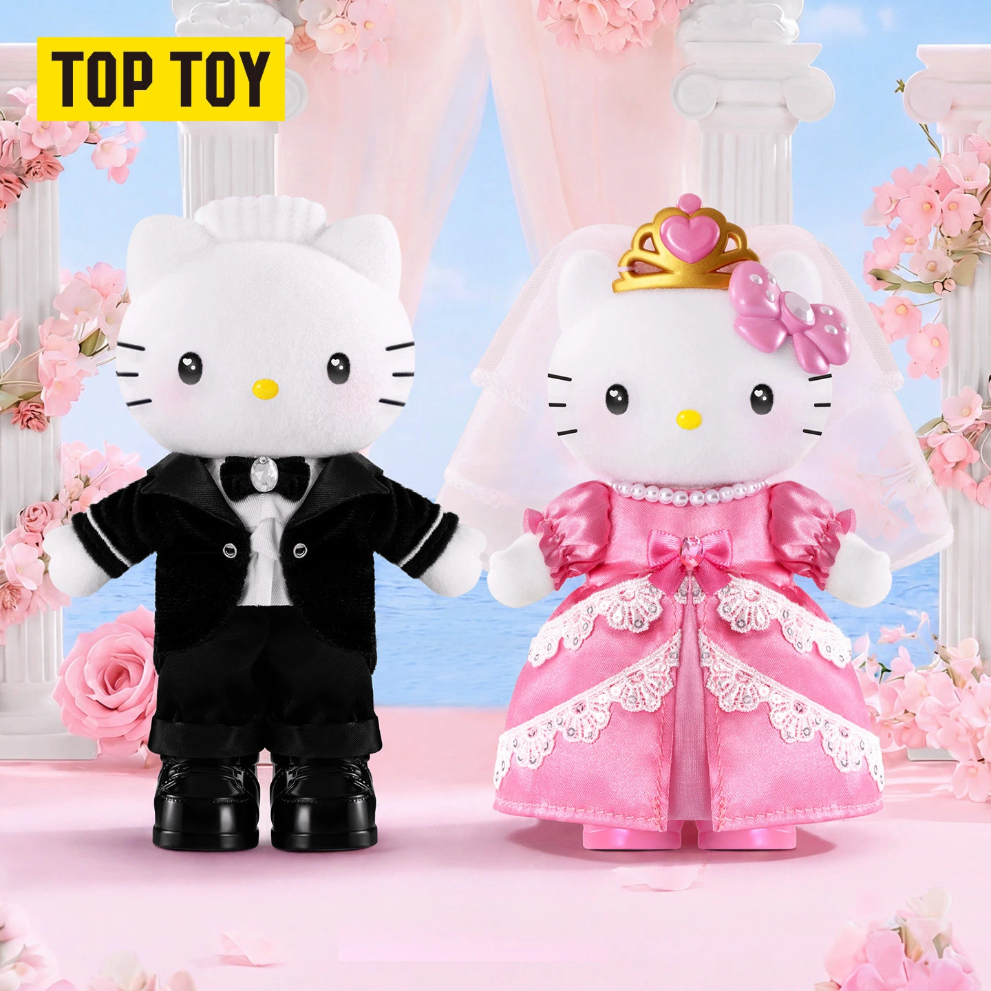 New Hello Kitty & Dear Daniel Century Wedding Series Soft Furry Blind Box Cute Romantic Valentines Day Doll Pendant Couple Gift
