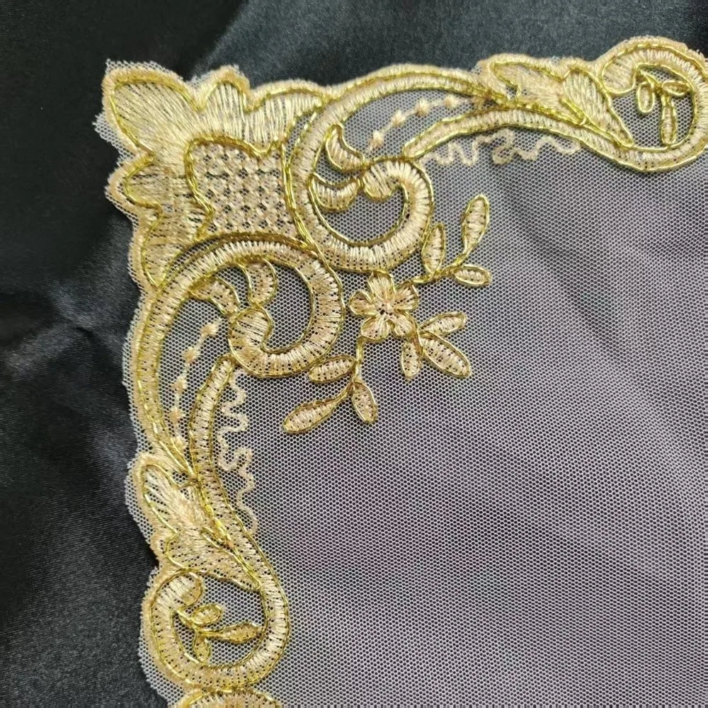 28cm Embroidery Placemats Flower Embroidery Square Shape Floral Doily Mats Mesh Fabric European Style Embroidered Handkerchief