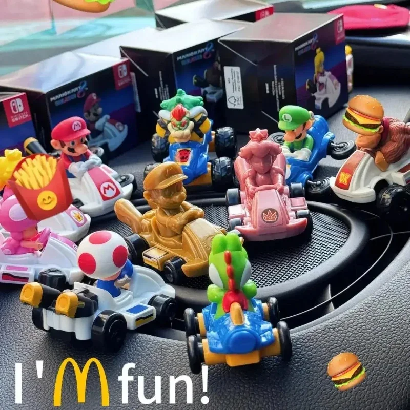 New McDonald Series Mario Kart Happy Meal Toys Figure Collectible Model Doll Desk Decoration Toys for Children Kart Toys Gifts