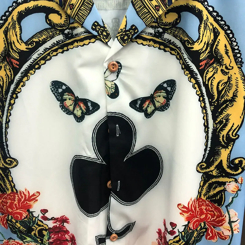 2023 Summer Lapel Streetwear Shirt Suit Casual Sets Homme Color Flowers Pattern Shirt Short Sleeve Casual Shirt Suit Streetwear