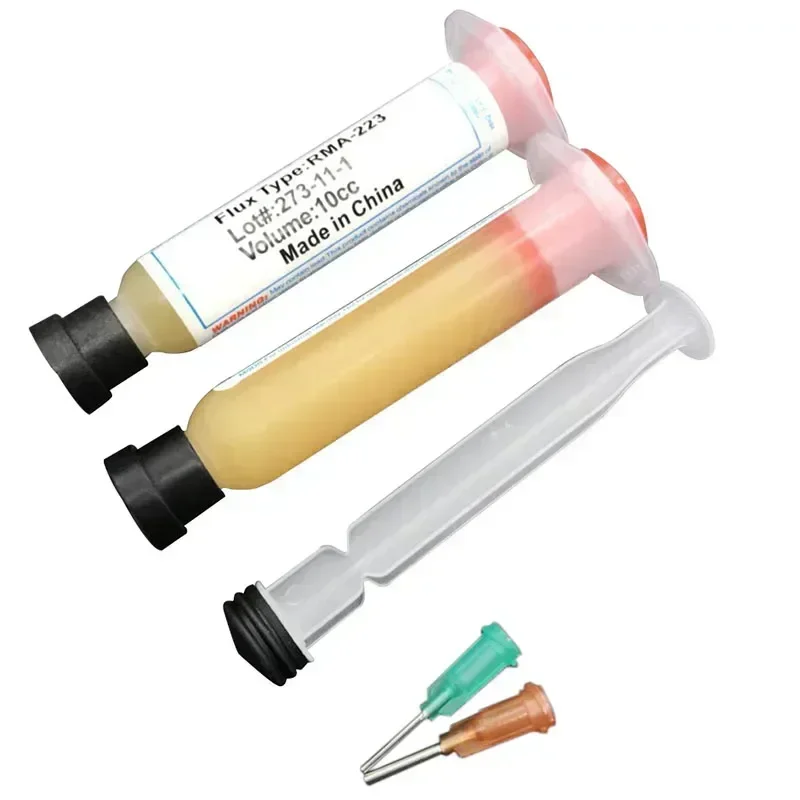 Booster Solder Paste Yellow 1 X 10cc Solder Paste 1* Needle Flux Grease Flux Tip No Clean RMA-223 1*Booster