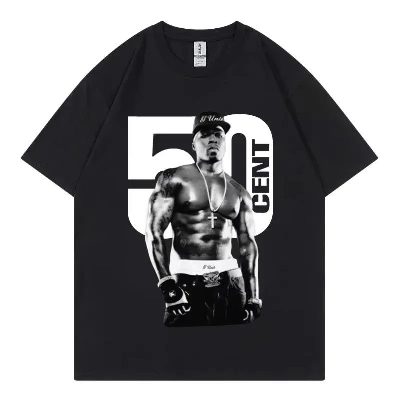 Camisetas gráficas de rapero 50 Cent para hombre, camiseta de manga corta Vintage de Hip Hop a la moda para mujer, camisetas de gran tamaño de algodón 100% de verano
