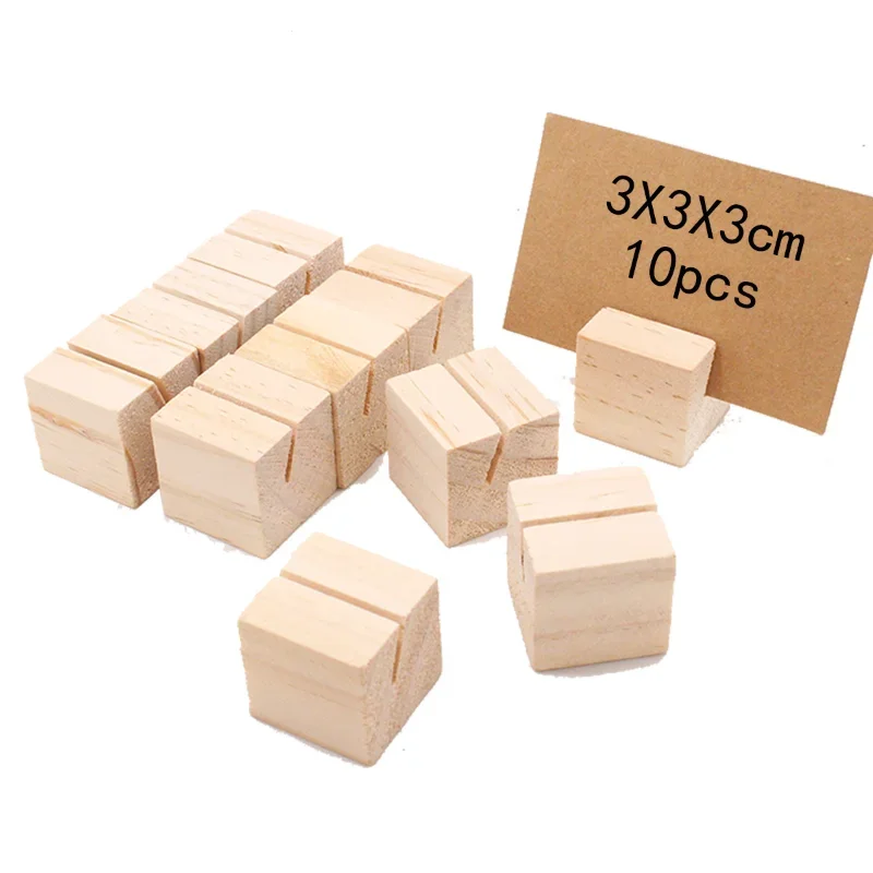 

10pcs Wood Place Card Holders Wood Table Number Holders Stands Picture Holder for Home Wedding Party Decoration Photo Display