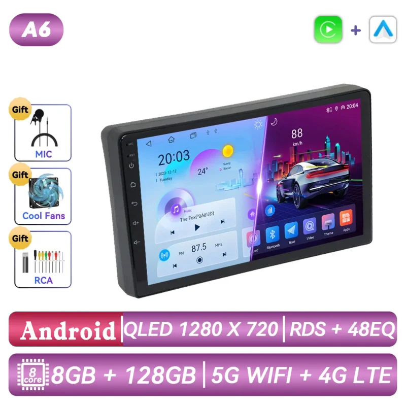 Android autoradio, multimediaspeler, navigatie, GPS, Carplay, autostereo voor Toyota FunCargo Yaris Verso 1999 - 2006