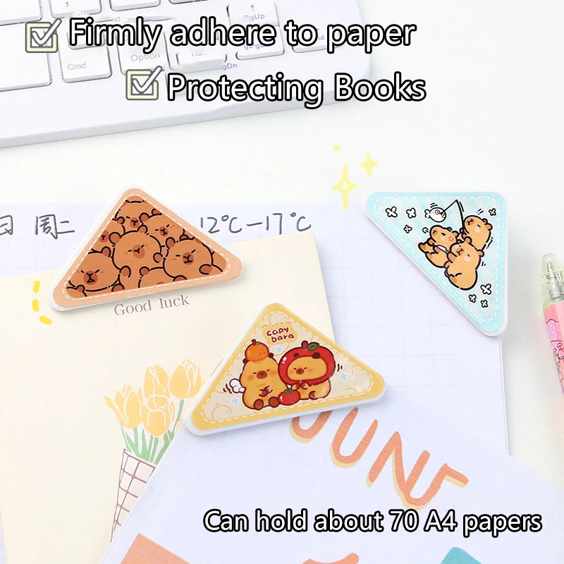 Creative Cute Cartoon Butter Bear Capybara Multi Functional Triangle Folder Storage PP Clip School Stationery Office Supplies