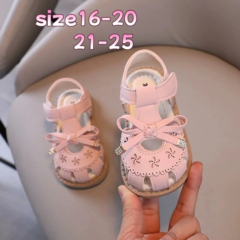 

Summer Princess Sandals for Toddler Girls Breathable Lightweight with Bow Soft Sole First Walking Shoes for 0-3 Years Infants