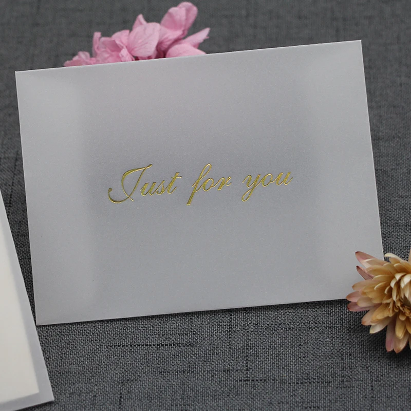 50pcs/lot Translucent Hot Stamping Envelope 11*8CM Mini Invitations Wedding Birthday Greeting Business Cards Packaging Envelopes