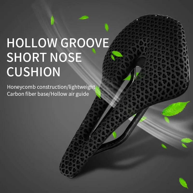 3D Printing Carbon Fiber Bicycle Saddle Ultralight Hollow Seat Comfortable Breathable Honeycomb Cushion for Mountain Road Bikes