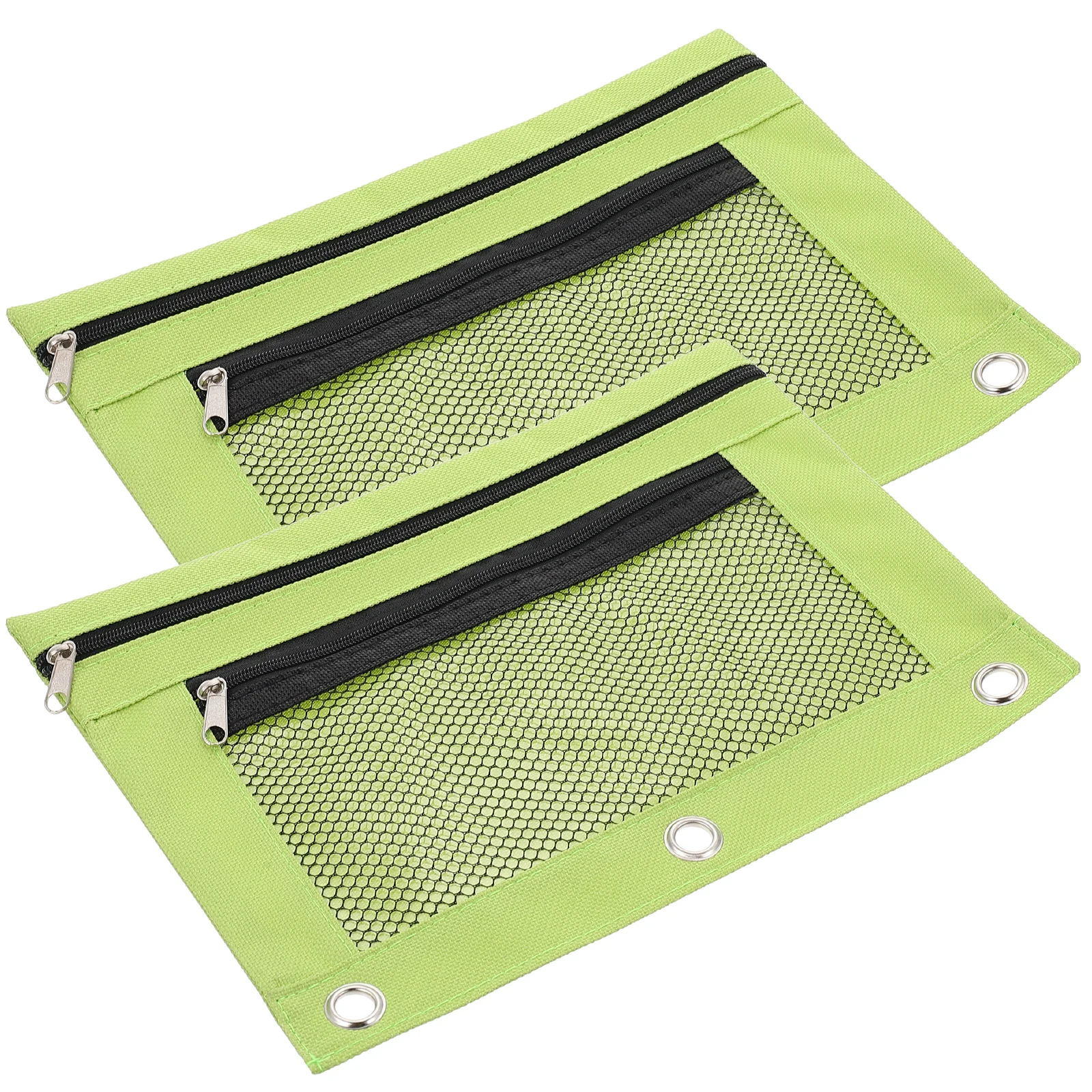 2 Pcs File Bag Pen Zipper Pencil Container Case for Binder Mesh Multifunctional