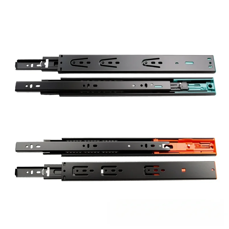 Thickened Soft‑Close Push‑to‑Open Drawer Slide Stainless Steel Ball‑Bearing Three‑Fold Rail Runner Cabinet Wardrobe Furnitur