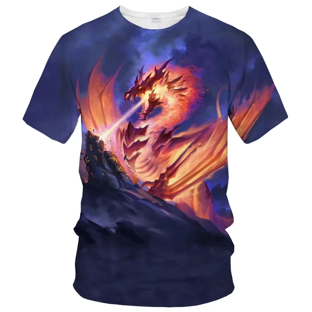 Summer Street Style Fashion Men's T-shirt Urban Everyday Casual Short-sleeved Top 3D Dragon Print Men's Outdoor T-shirt