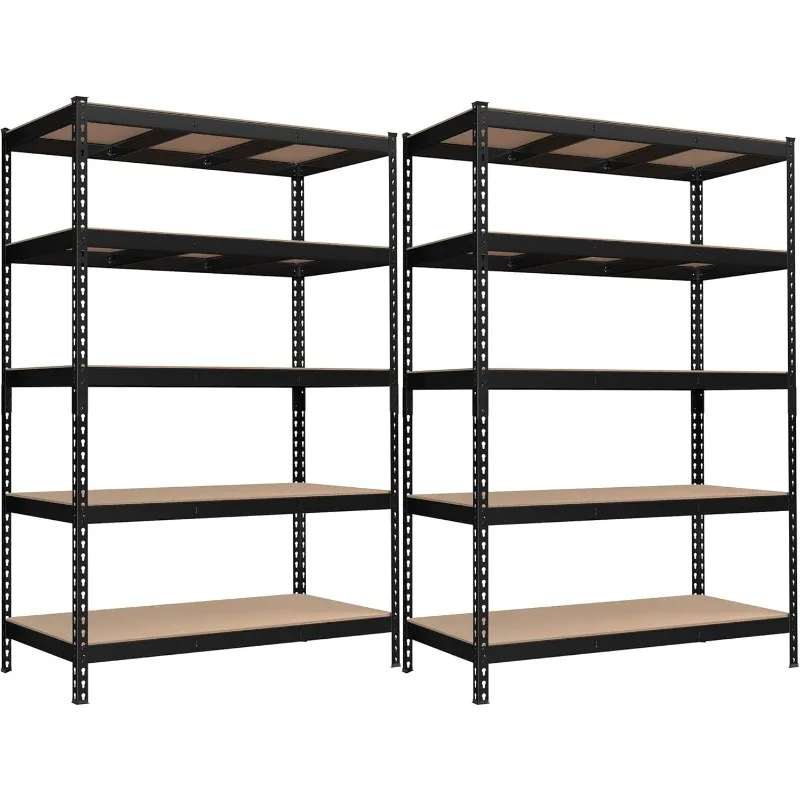 SONGMICS 5-Tier Storage Shelves, Set of 2 Garage Storage, Boltless Assembly, Adjustable Shelving Units, 23.6 x 47.2 x 70.9 Inche