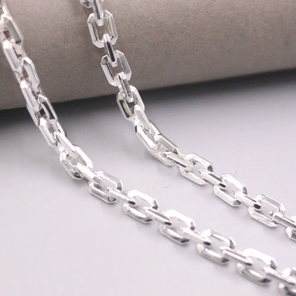 

Real S925 Sterling Silver Necklace 6.0mm Cable Link Chain 19.7inch Stamp