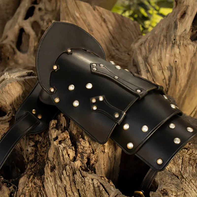 Medieval Viking Pirate Knight Shoulder Armor Gladiator Cosplay Costume Accessory Gothic Steampunk Leather Harness Belt Pauldrons