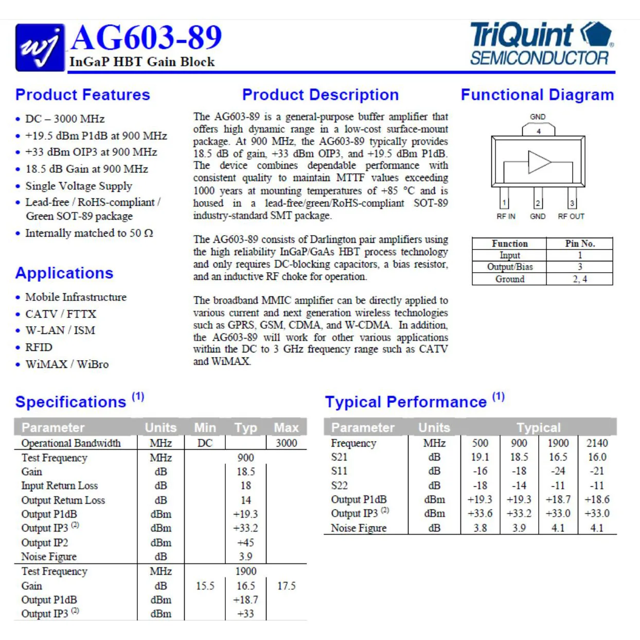 AG603 LF - 3000MHz Gain 20dB LNA RF Power Amplifier linear Power Amplifier FOR  Ham Radio AMP HF FM VHF UHF RF Amplifier