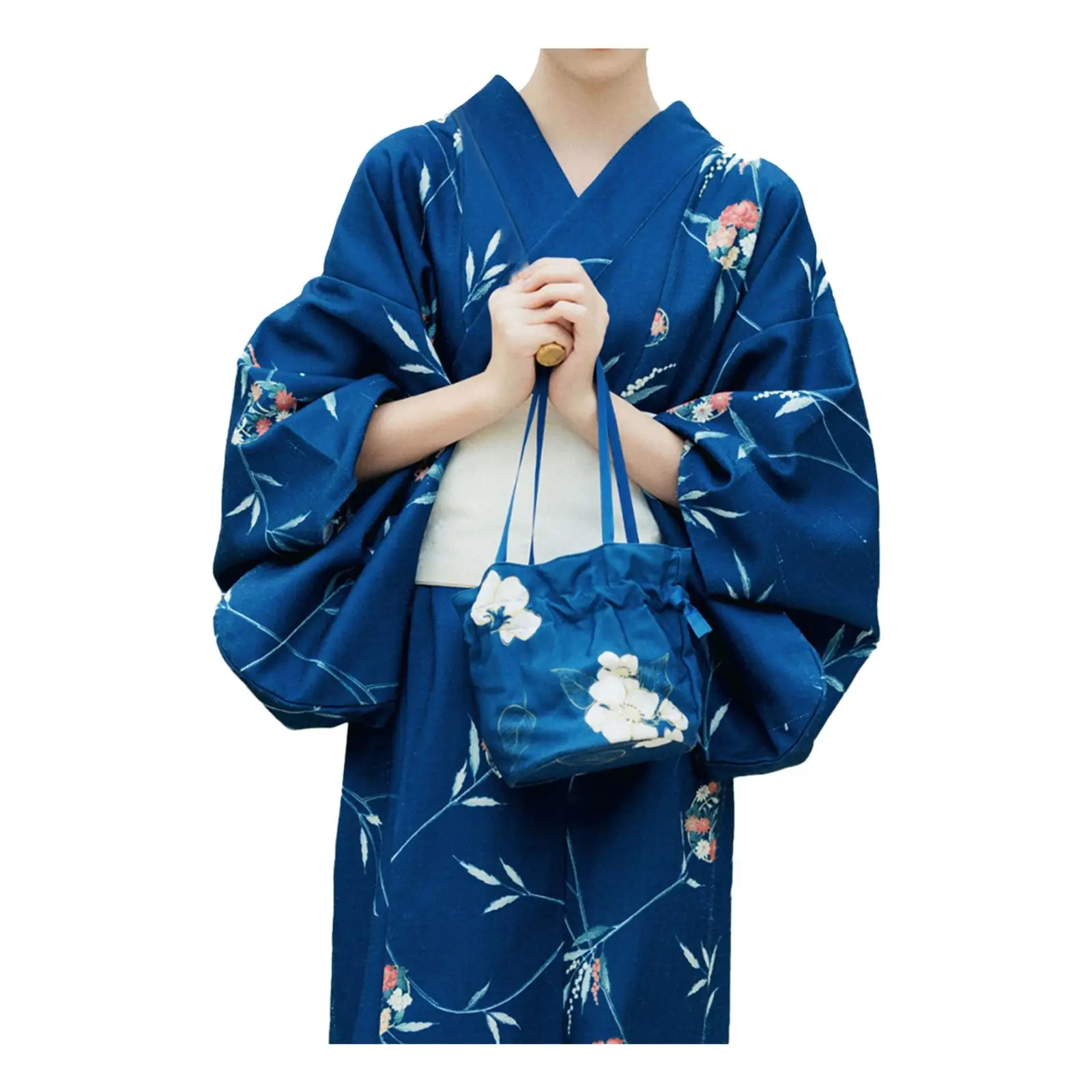 Women's Japanese Casual Kimono Floral Print Costume Long Robe Traditional Sleepwear for Festival Home Halloween Fancy Dress