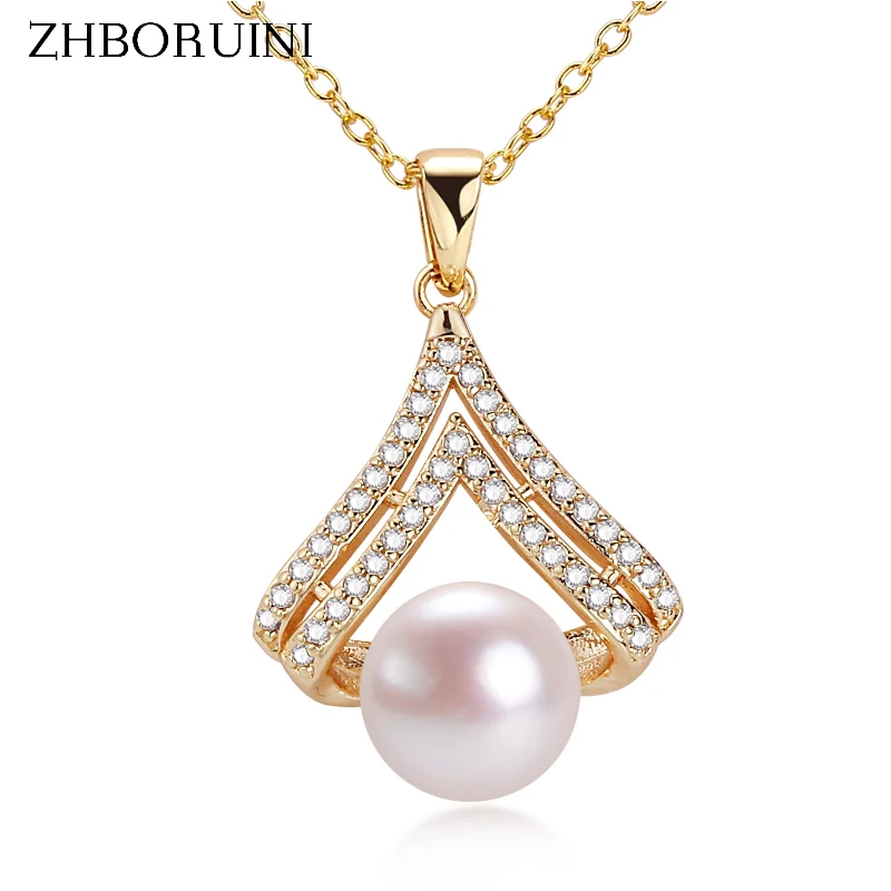 ZHBORUIN Pearl Necklace Jewelry Natural Pearl Romantic Style Clavicle Chain Exquisite 14k Gold Filled Choker Pendant Woman Gift