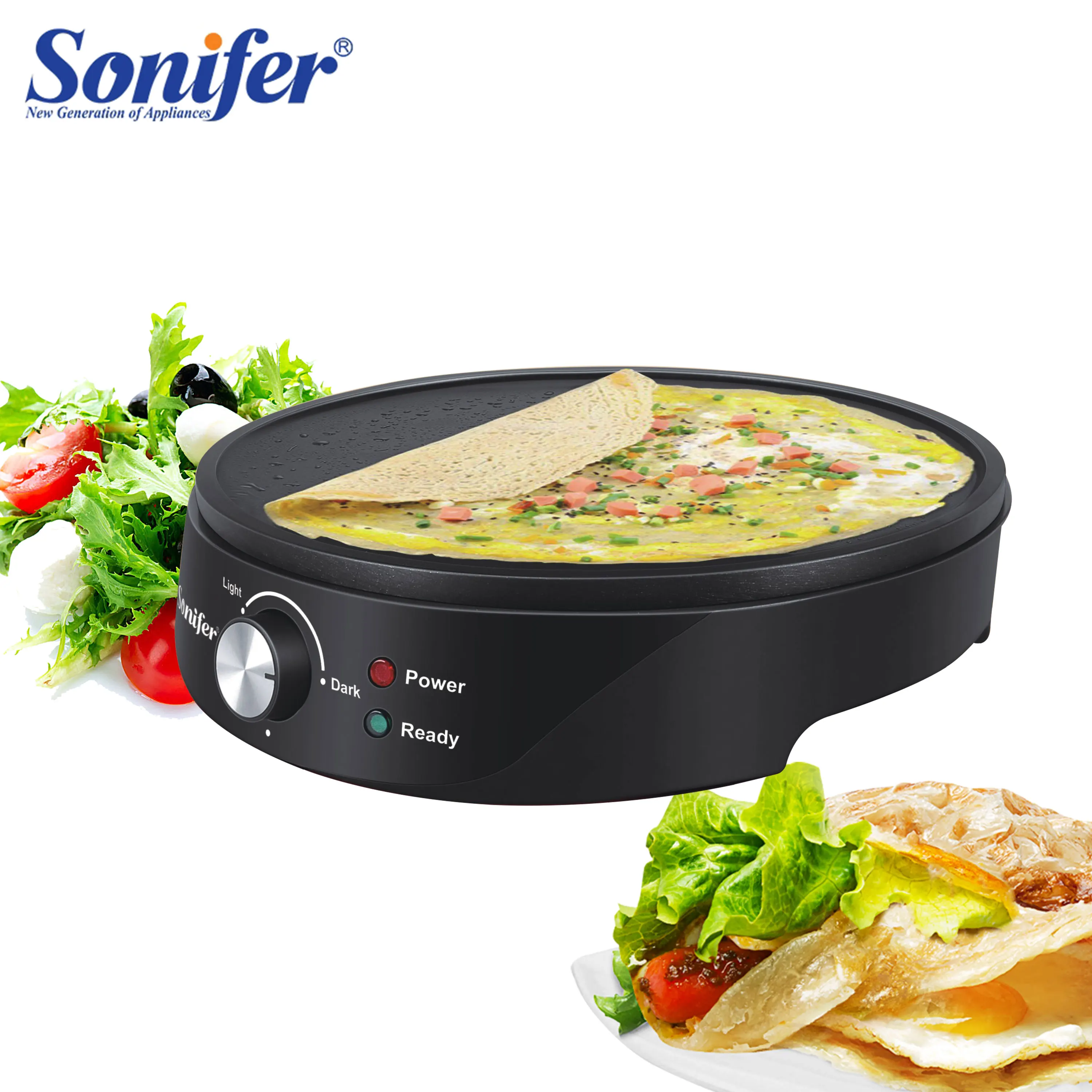 Sonifer-máquina eléctrica para hacer crepes y tortitas, electrodomésticos de cocina de 1200W, placa de recubrimiento antiadherente, sartén, temperatura Variable