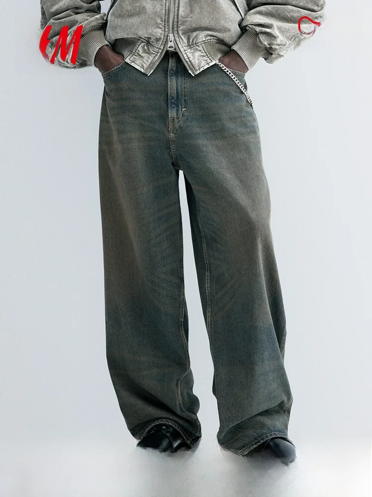 

Loose Fit Men's Jeans H&M Spring Casual mid Waist Cotton Zipper Closure 1235413