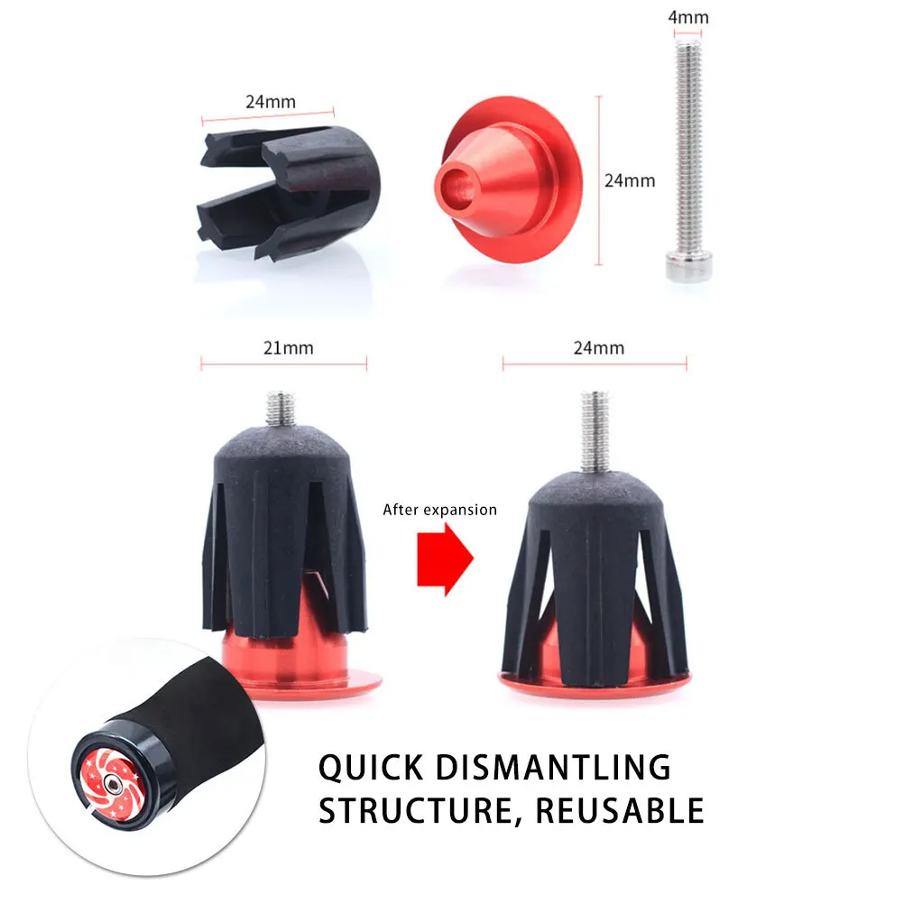 

4Pcs Aluminum Alloy Mountain Bike Handlebar Bar End Caps Ergonomic Grip Durable Anti Slip for Road Folding and Adult Bikes