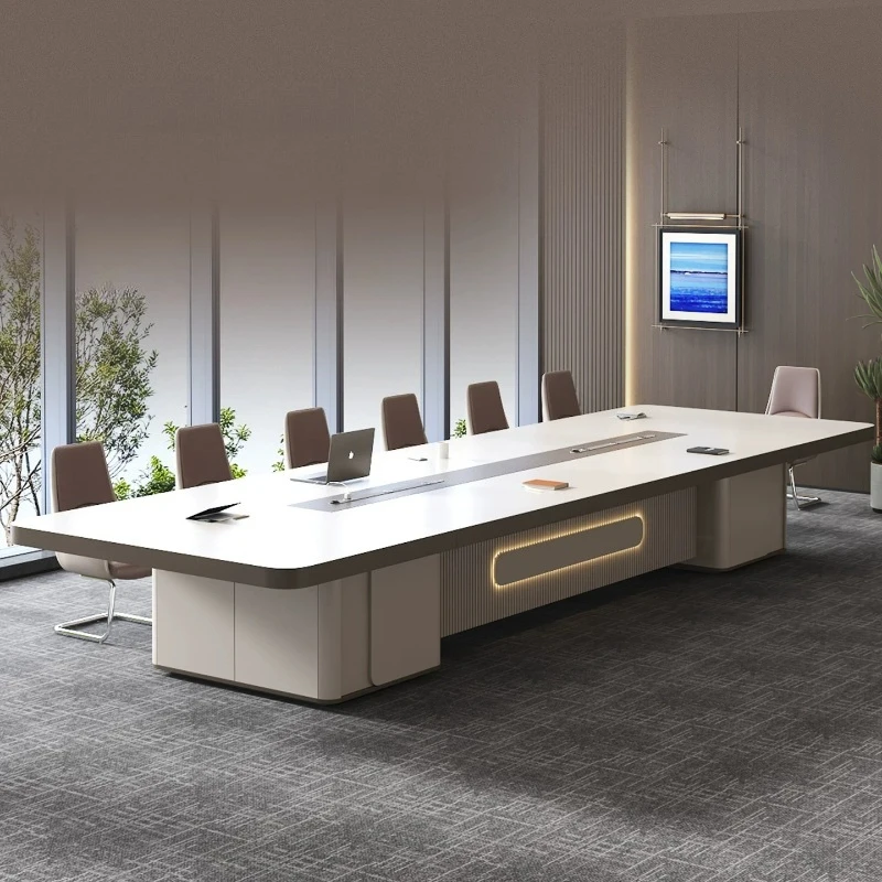 Light Luxury Rounded Large Conference Table Executive Business Negotiation Desk Board Complete Office Meeting Room Furniture