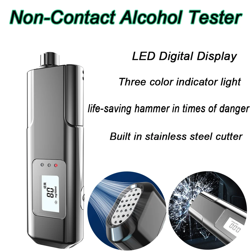 3 in 1 Non-Contact Alcohol Tester with LED Digital Display Type-C Charging Handheld Accuracy Breathalyzer Diagnostic Tool