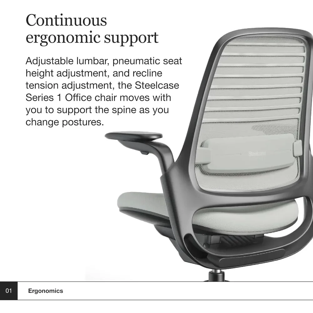 Series 1 Office Chair - Ergonomic Work Chair with Wheels for Carpet - Helps Support Productivity - Weight-Activated Controls