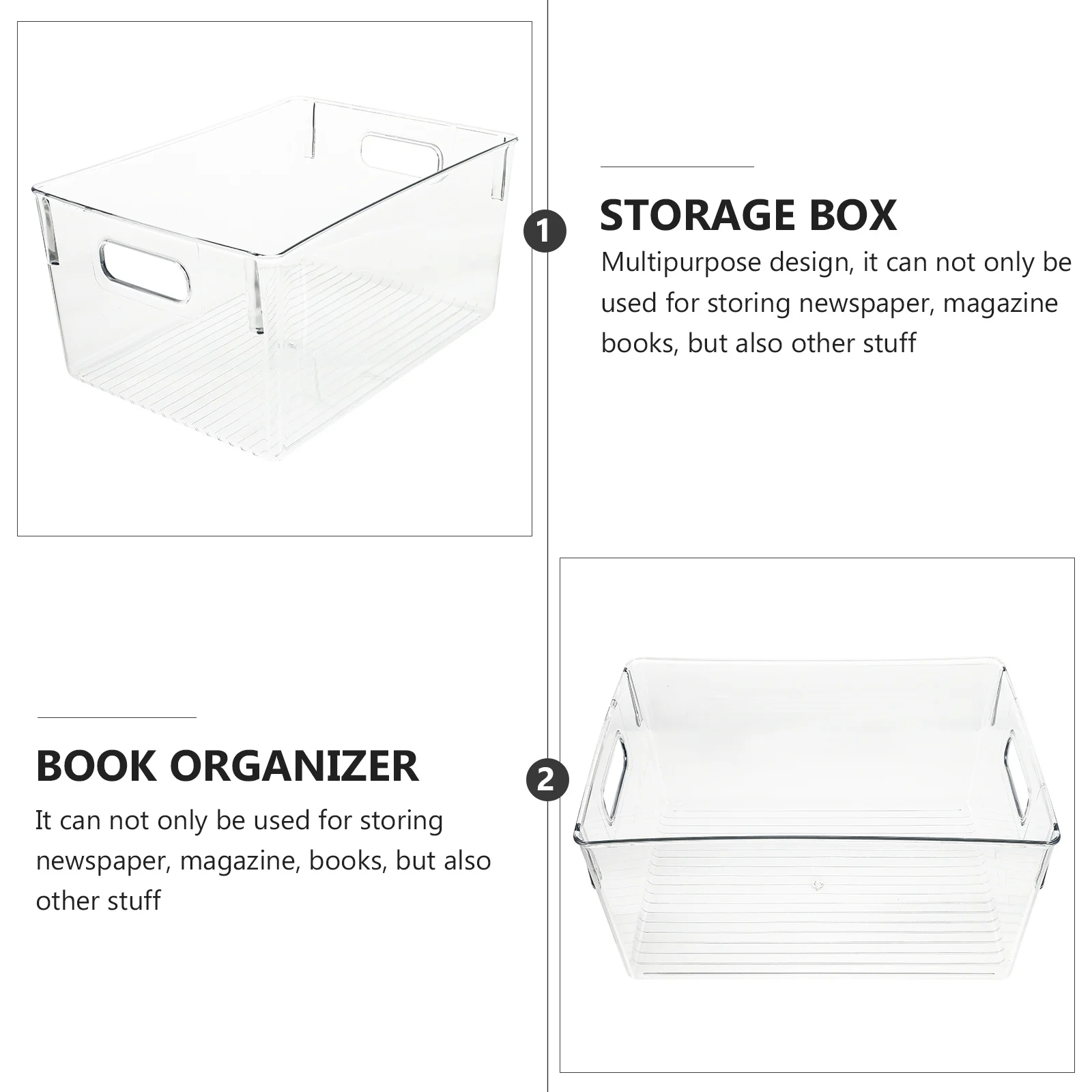 

1Pcs Premium Material Book Storage Container Practical Design for Books Magazines Newspapers Book Organizer Container