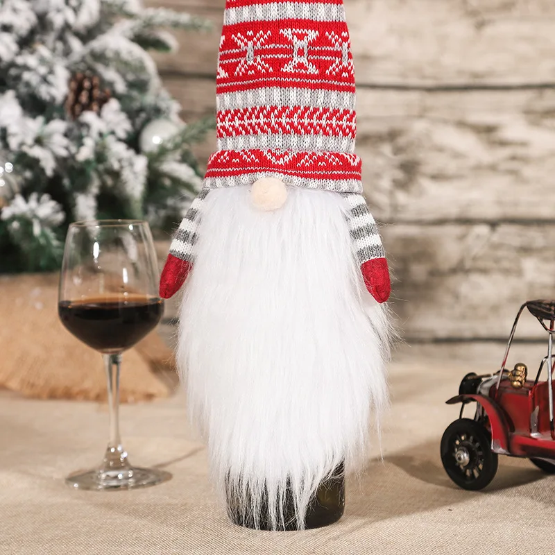 Cubierta de botella de vino de Navidad, decoración de Feliz Navidad para el hogar, gnomos de Navidad, Decoración de mesa, regalo de Navidad, Feliz