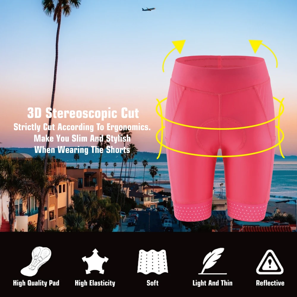 KEMALOCE Women Cycling Shorts 2024 Pink&Black Breathable Summer Bicycle Shorts Female 5D Gel Pad Pocket Lady Bike Shorts